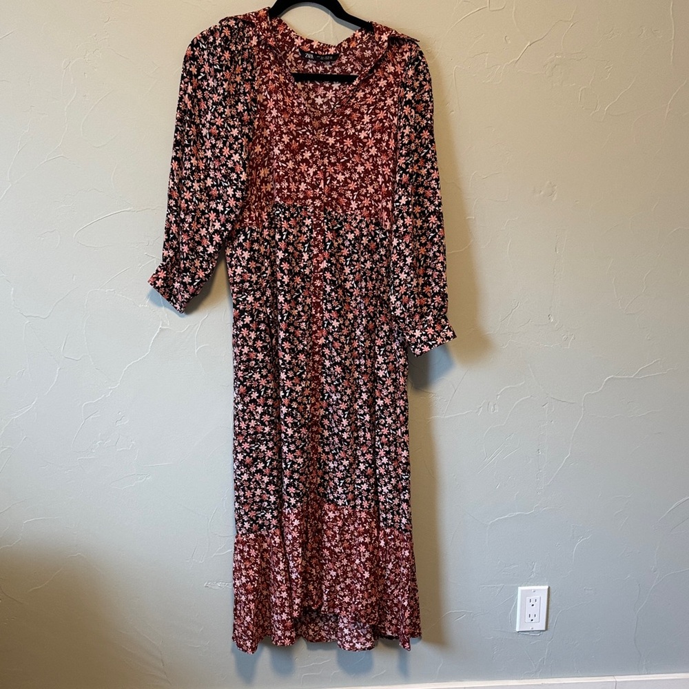 Floral Long Sleeve Dress buttons down the front